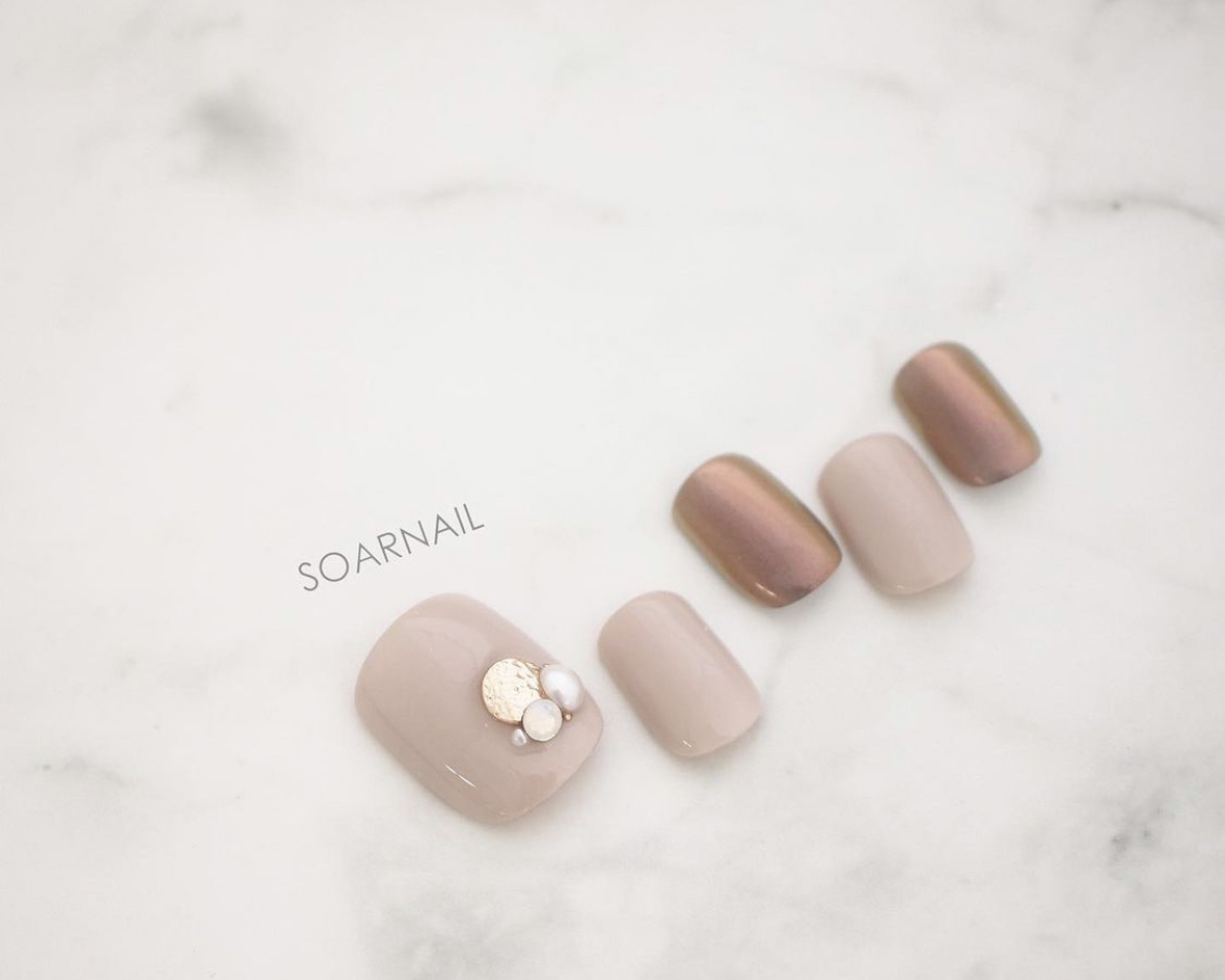 Dull pink＆Miller nail